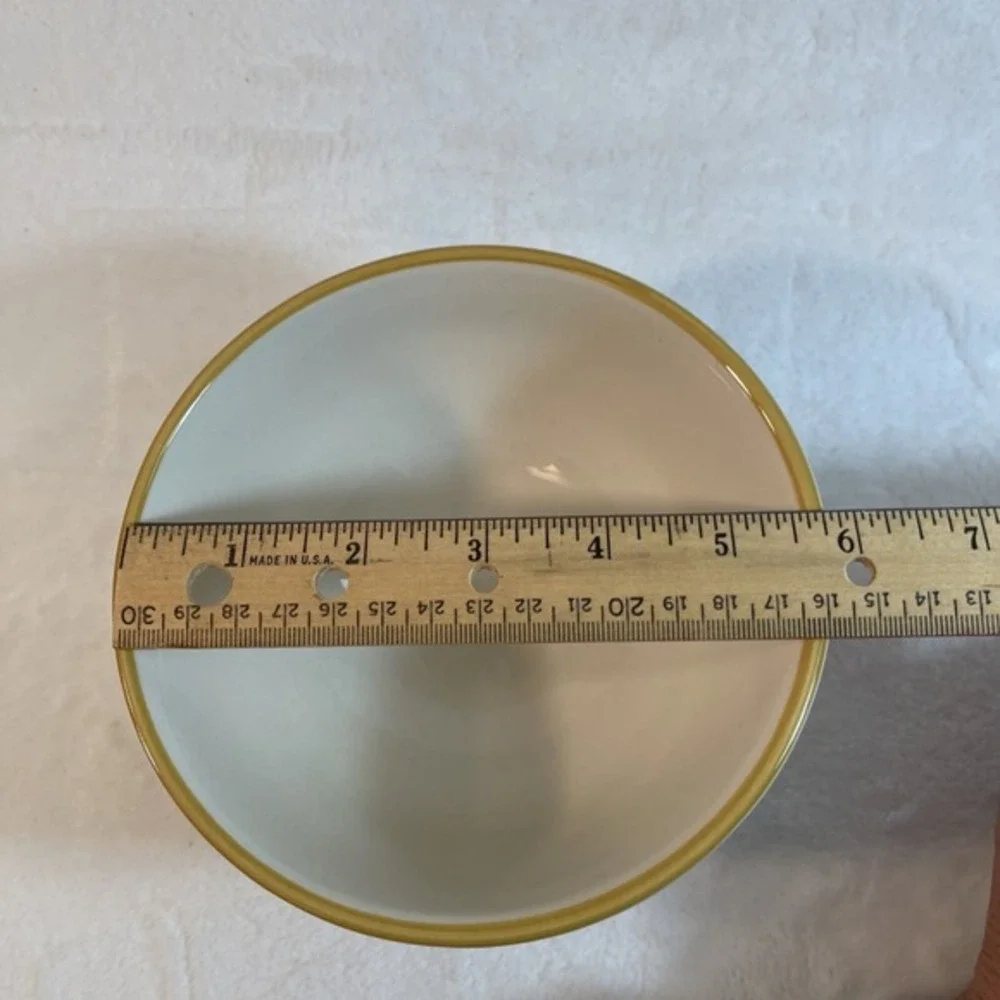 Pier 1 Bunny Rabbit Pals Ceramic Cereal Bowl Yellow Trim 5.75